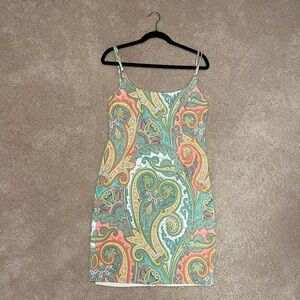 Carmen Marc Valvo Pastel Paisley Sleeveless Dress